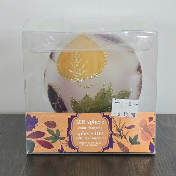 Pier One Imports LED Sphere Ornament Color Changing Fall Leaves On/Off Switch - Picture 1 of 13
